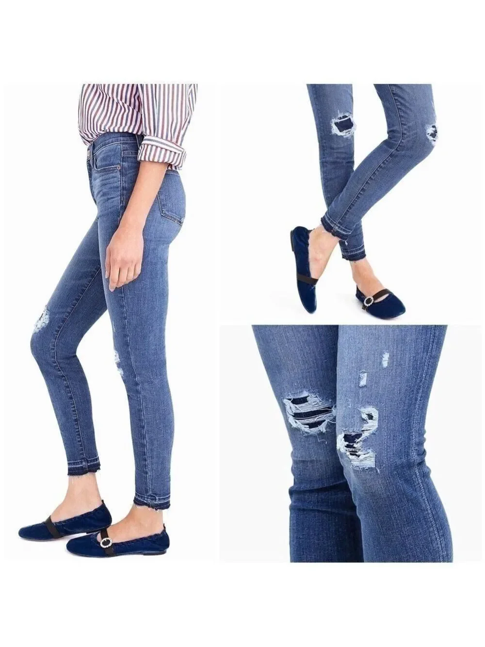 J. Crew High Rise Toothpick Distressed Jeans